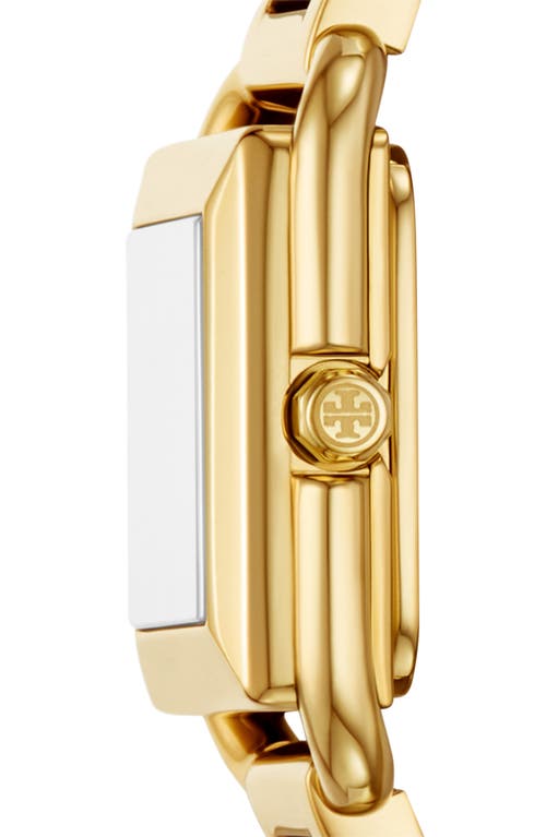 Tory Burch The Kira Square Mini Three Hand Gold Tone Stainless Steel Watch, 18mm X 18mm In Gold