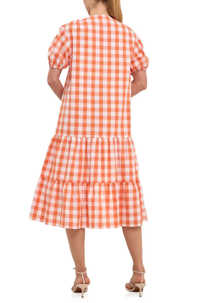 English Factory Gingham Puff Sleeve Midi Dress, Alternate, color, 