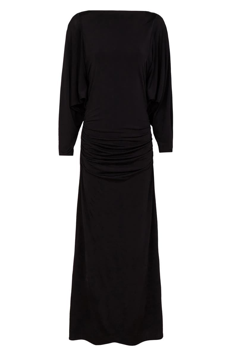 ViX Paula Hermanny Nina Long Sleeve Cover-Up Maxi Dress, Main, color, Black