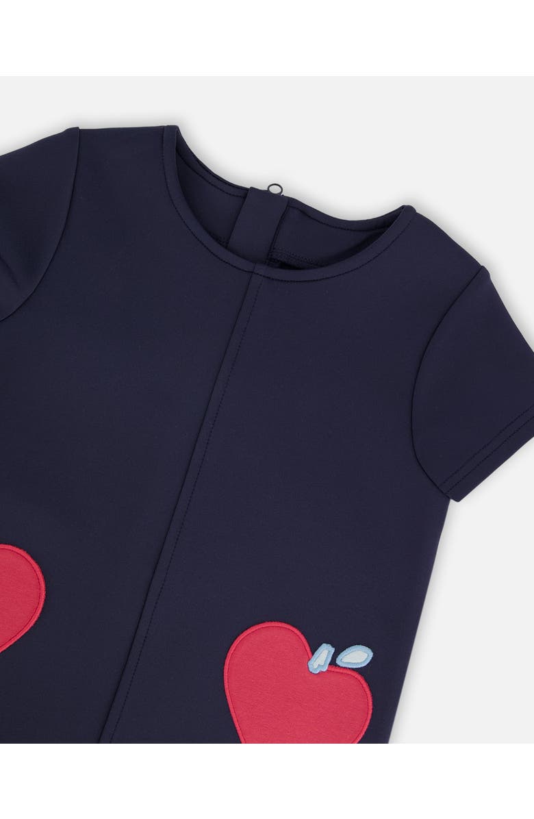 Deux par Deux Milano Dress with Plaid Flounce, Alternate, color, Navy Blue