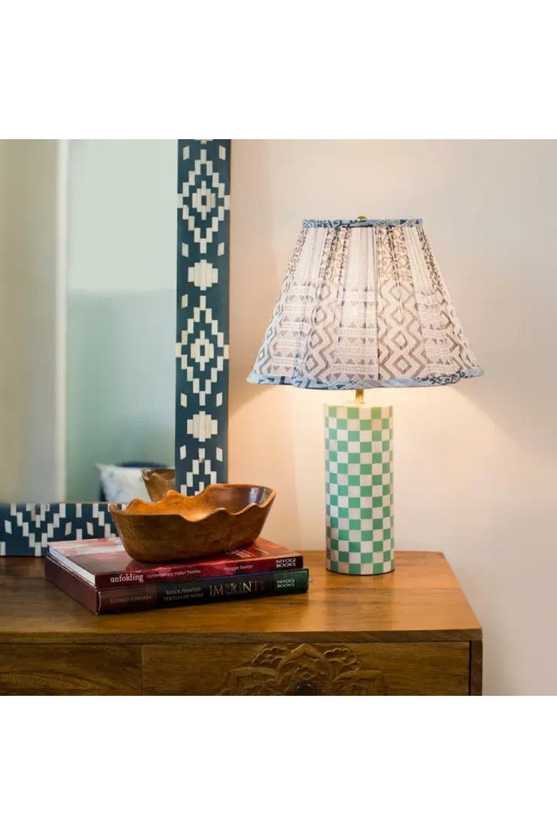 Checkered Bone Inlay Table Lamp Base, Alternate, color, Mint