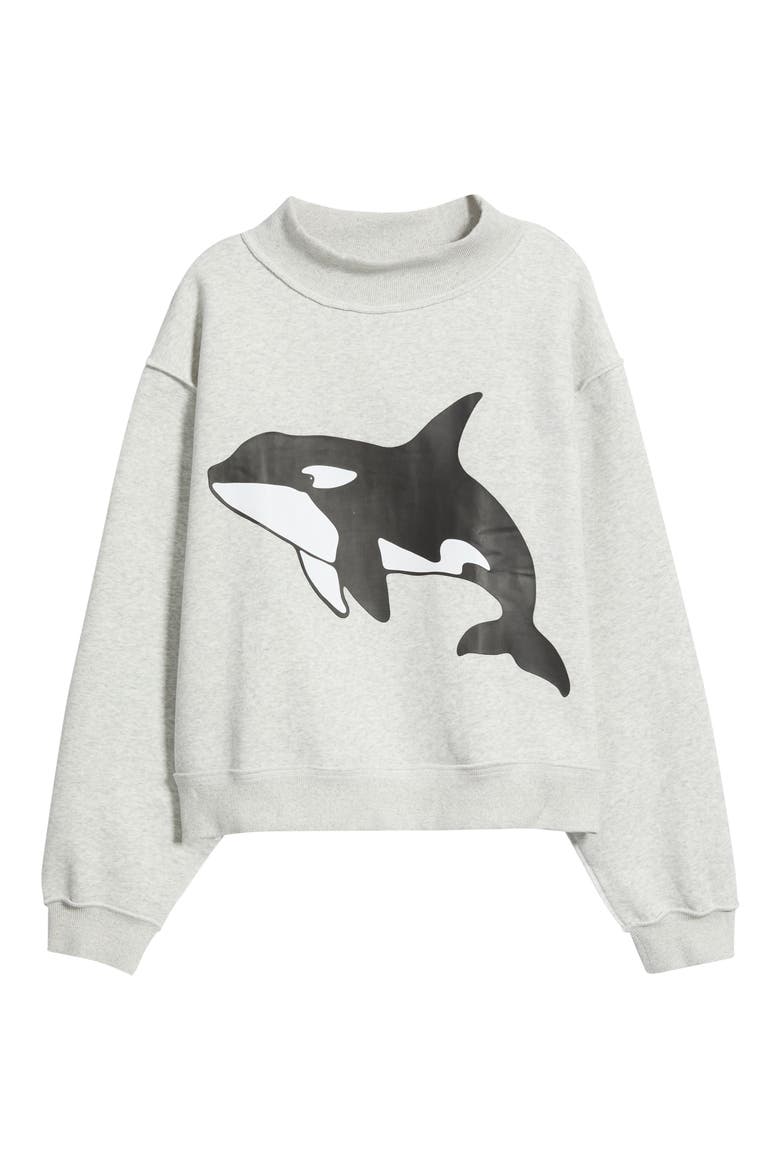 Whale Yeah Reversible Graphic Boxy Sweatshirt, Alternate, color, GREY