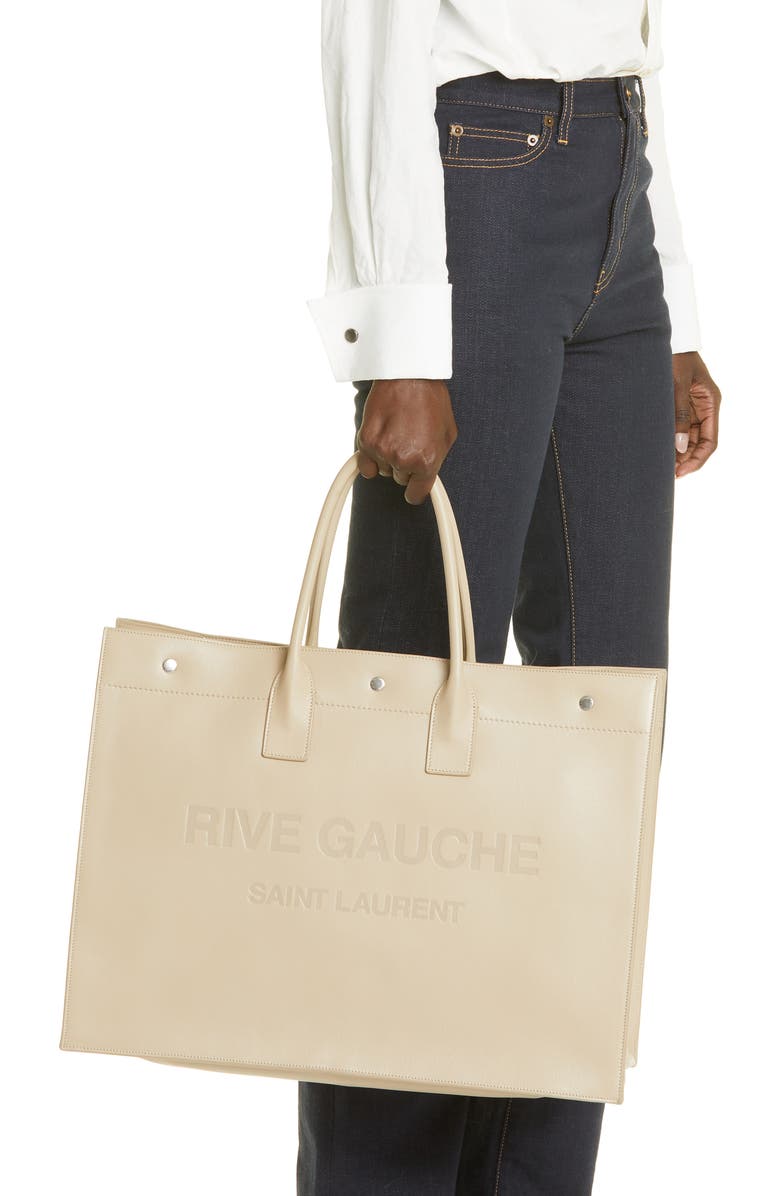 Saint Laurent Large Rive Gauche Leather Tote, Alternate, color,