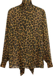 Saint Laurent Leopard Print Silk Top