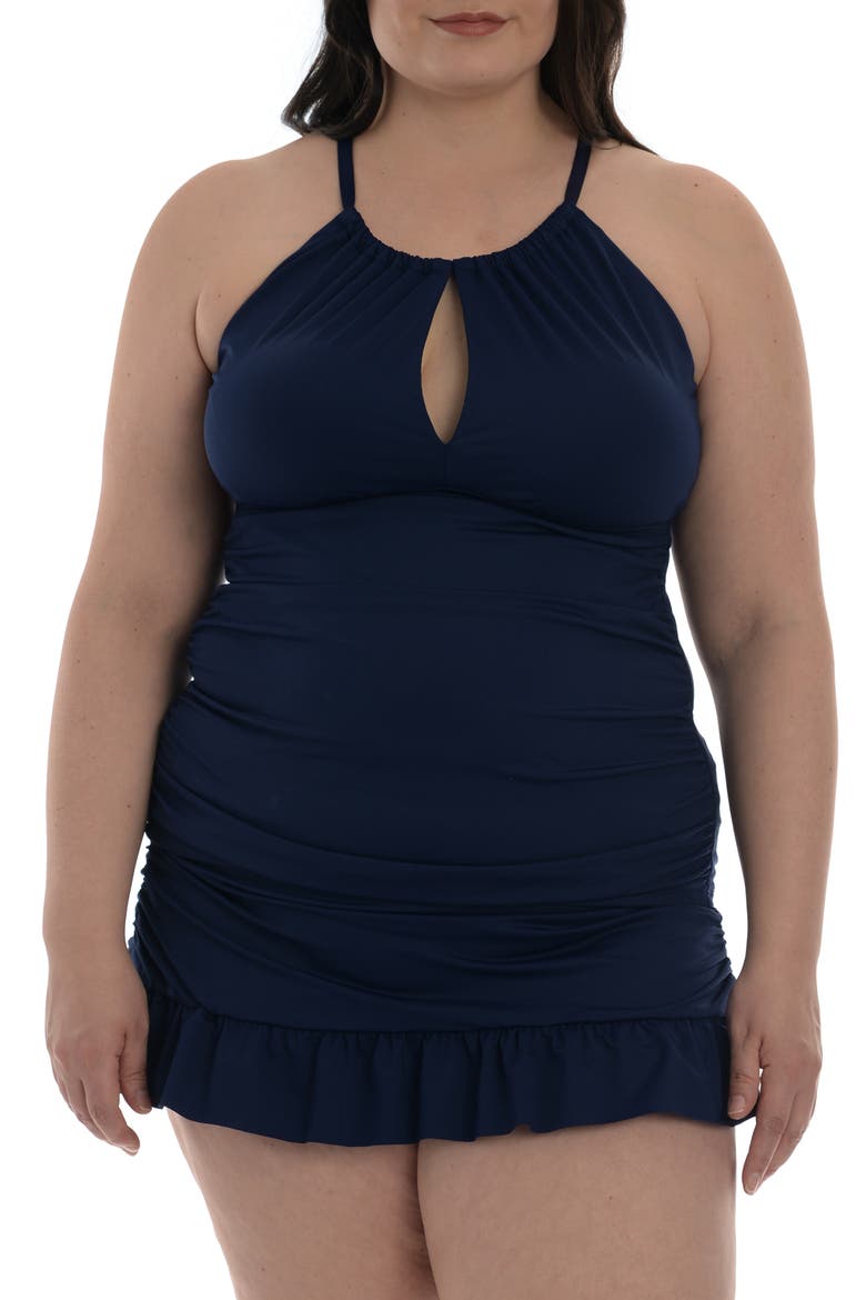 Island Goddess Keyhole Tankini Swim Top, Main, color, INDIGO
