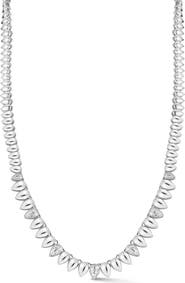 GLAZE JEWELRY Rhodium Plated Cubic Zirconia Teardrop Tennis Necklace