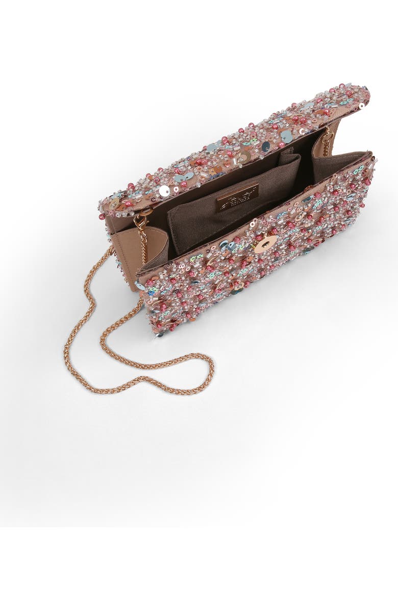 Jewel Badgley Mischka Aurora Beaded Mini Trapezoid Clutch, Alternate, color, Taupe