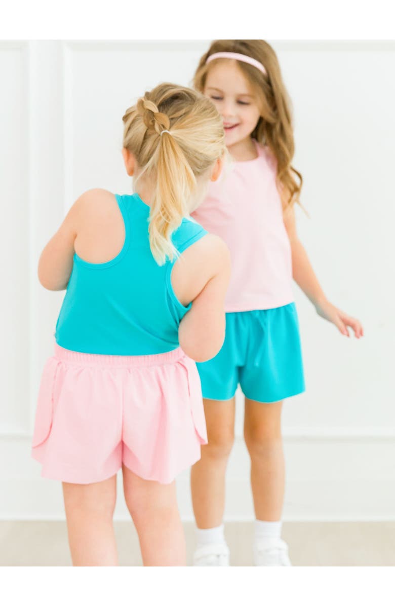 RuffleButts Girls Active Tank Top, Alternate, color, Bright Aqua