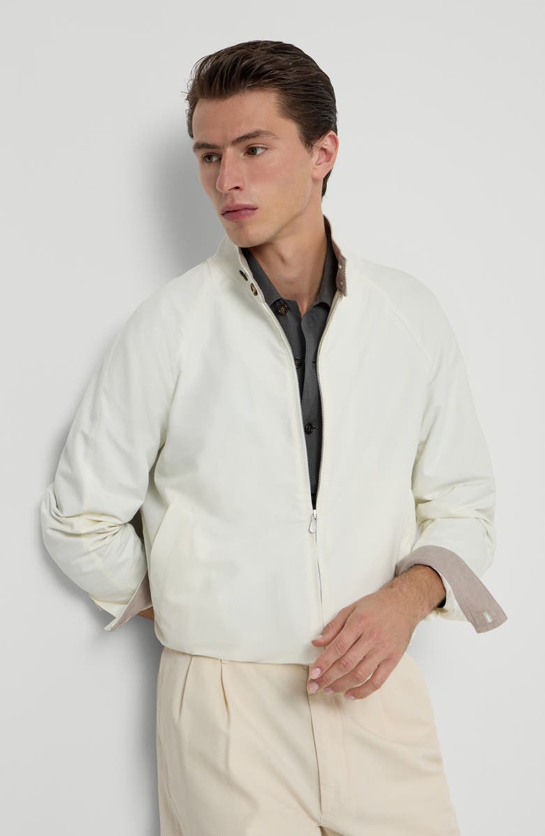 Brunello Cucinelli Gabardine outerwear jacket, Alternate, color, Off-White