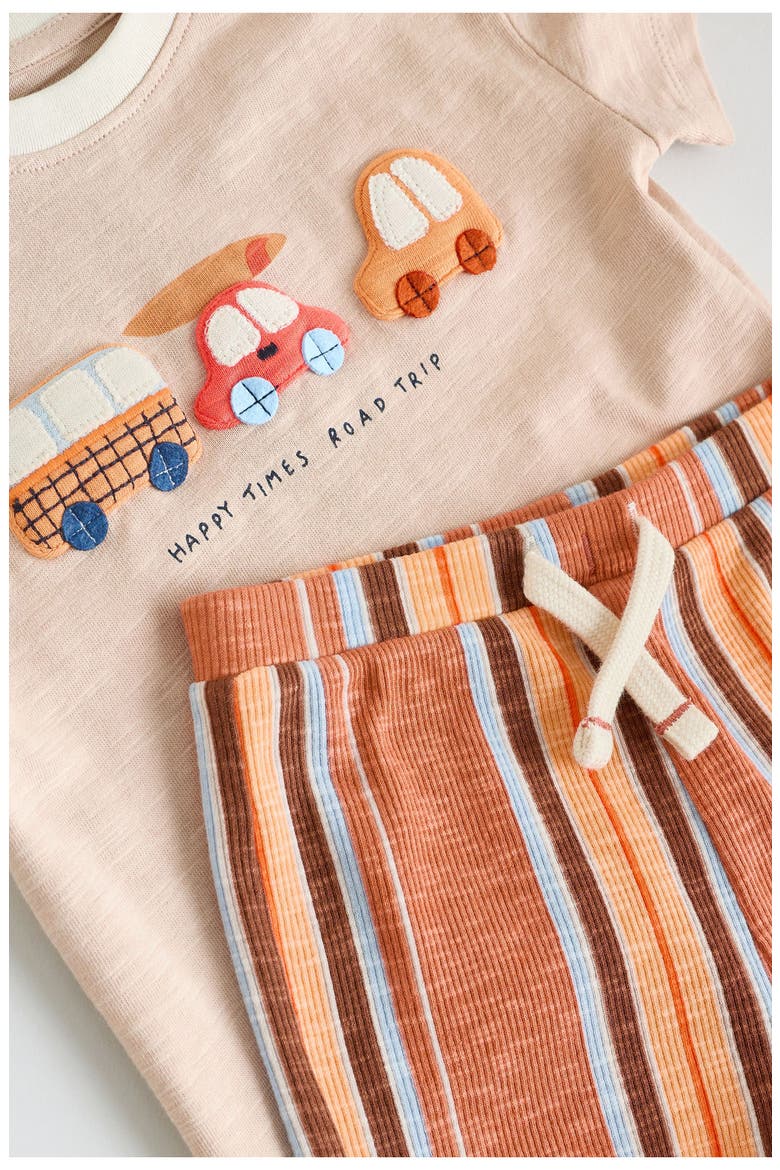 Road Trip Appliqué T-Shirt & Drawstring Shorts Set, Alternate, color, ORANGE