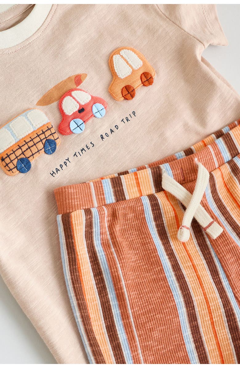NEXT Road Trip Appliqué T-Shirt & Drawstring Shorts Set, Alternate, color, Orange