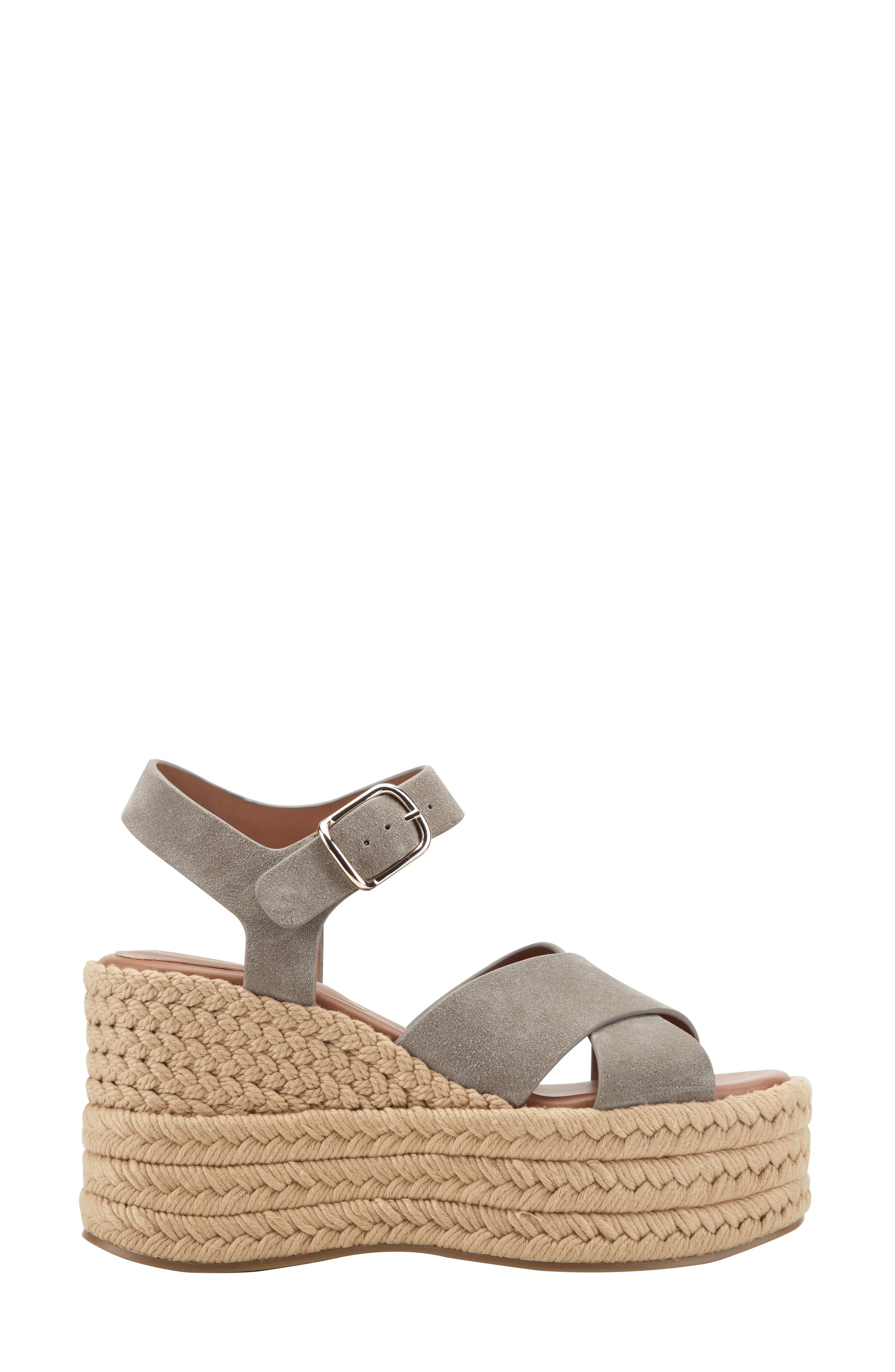 Marc Fisher LTD Pasion Espadrille Ankle Strap Platform Wedge Sandal, Alternate, color, Taupe