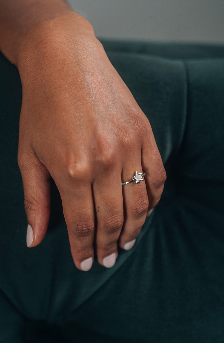 Sterling Forever Bez Mother-of-Pearl Star Ring, Alternate, color, Silver