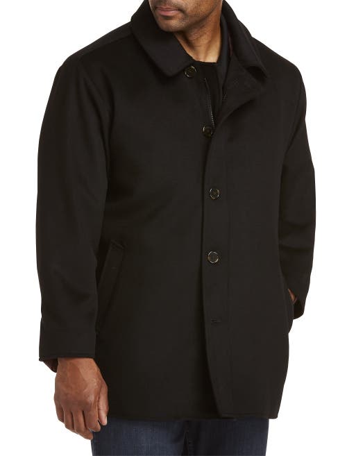 Oak Hill Wool Blend Basic Overcoat In Black