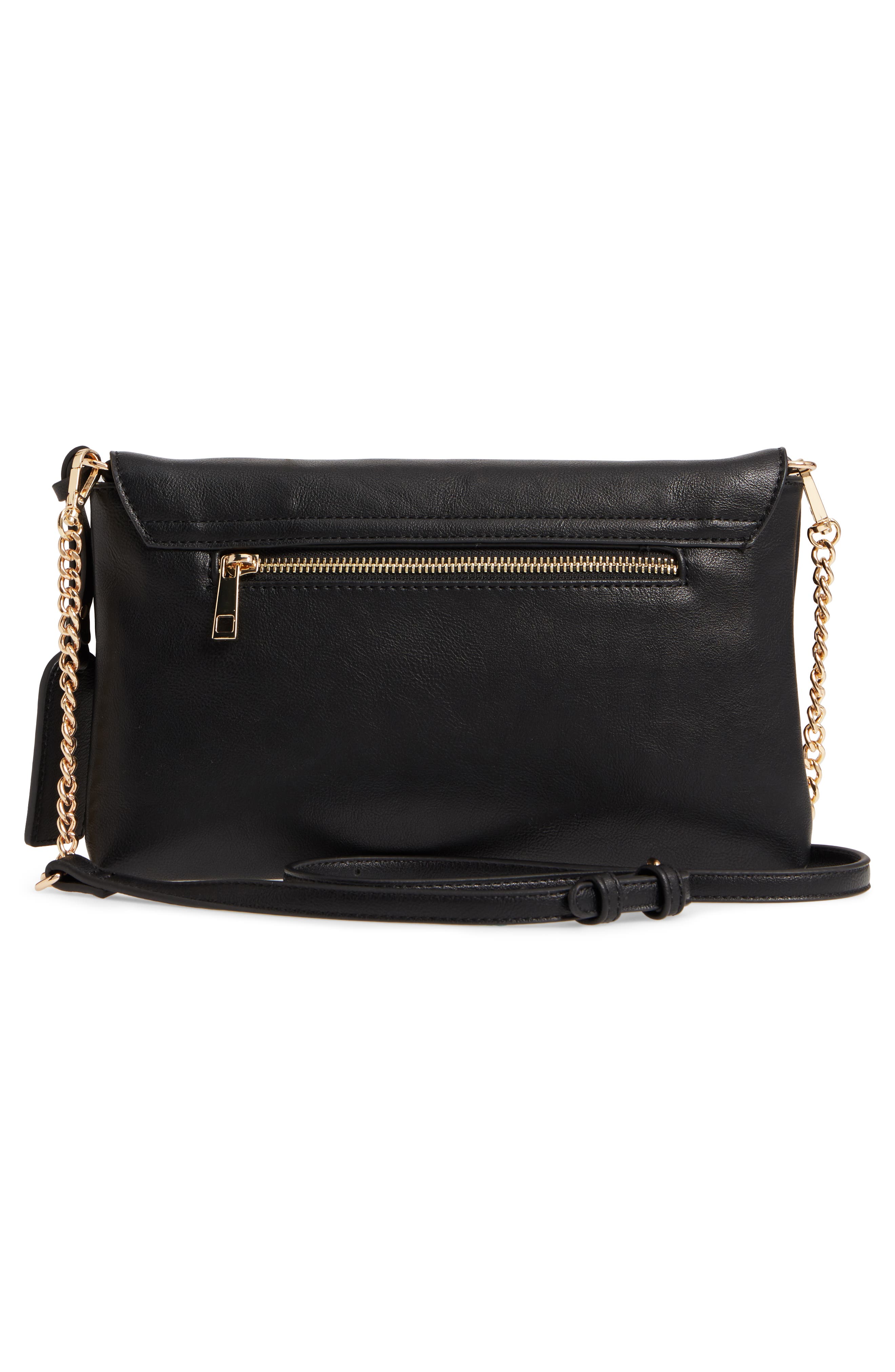 Faux Leather Clutch, Alternate, color, BLACK