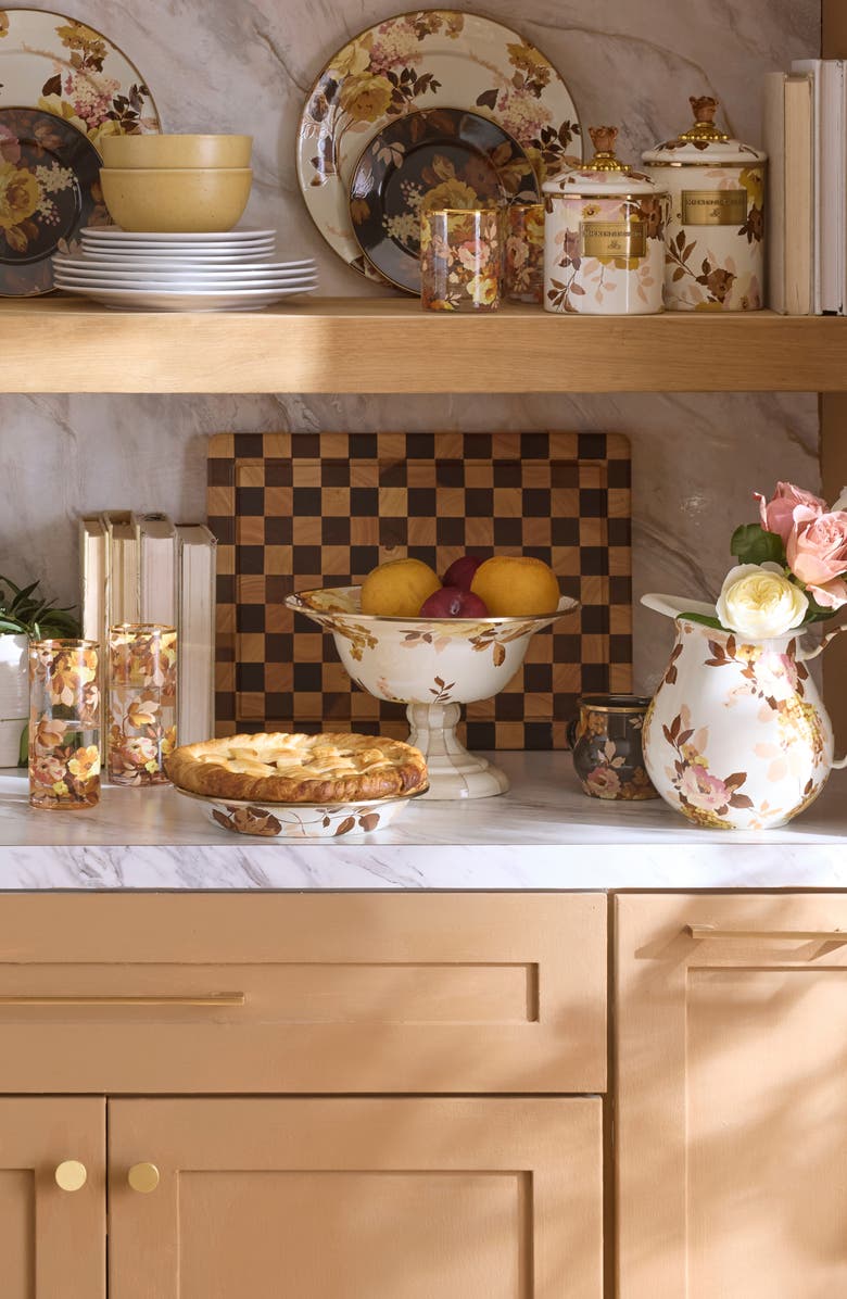 MACKENZIE CHILDS Wild Rose Large Compote Bowl, Alternate, color, White