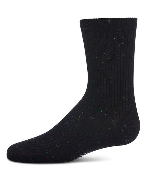 Thin Ribbed Speckled Crew Sock