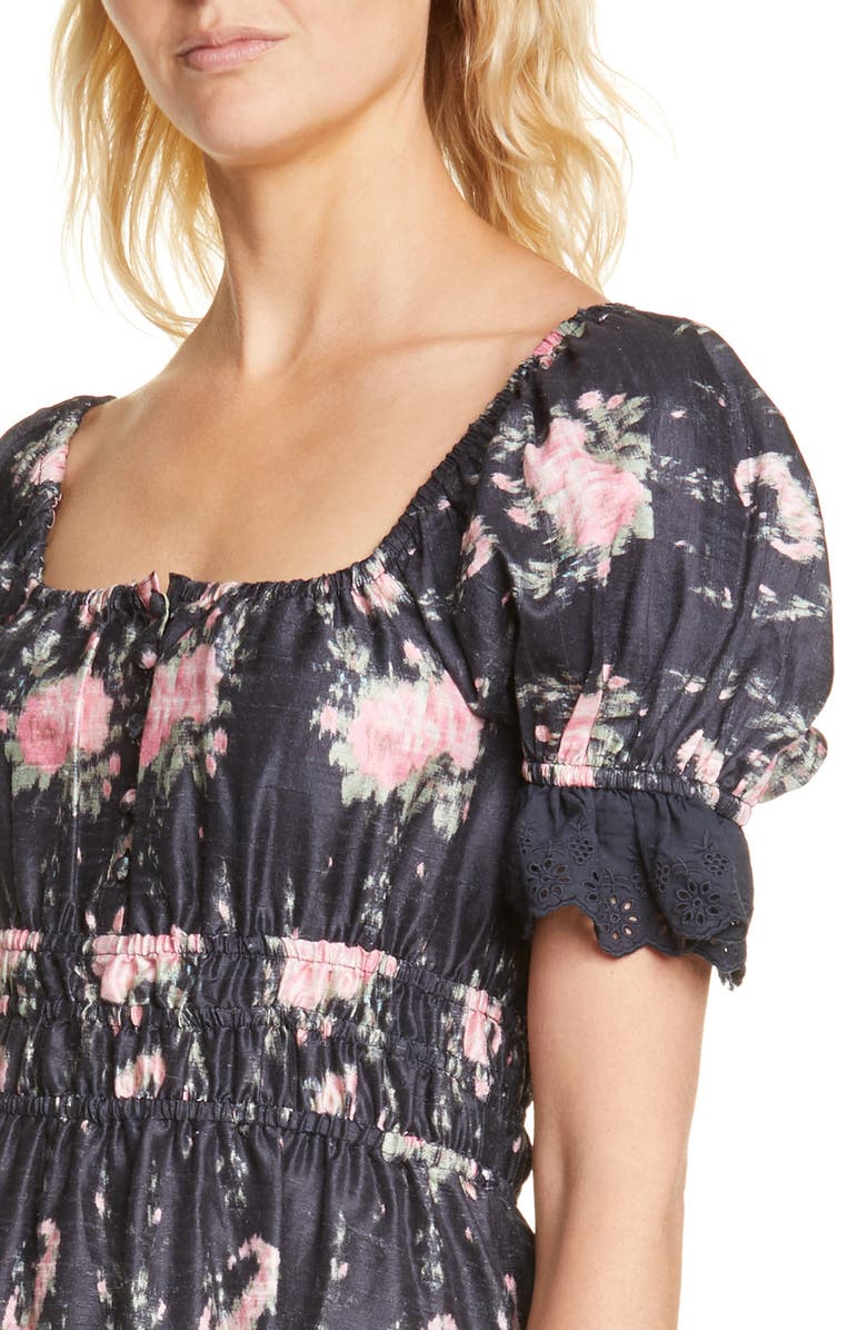 LoveShackFancy Terrence Silk Midi Dress, Alternate, color,