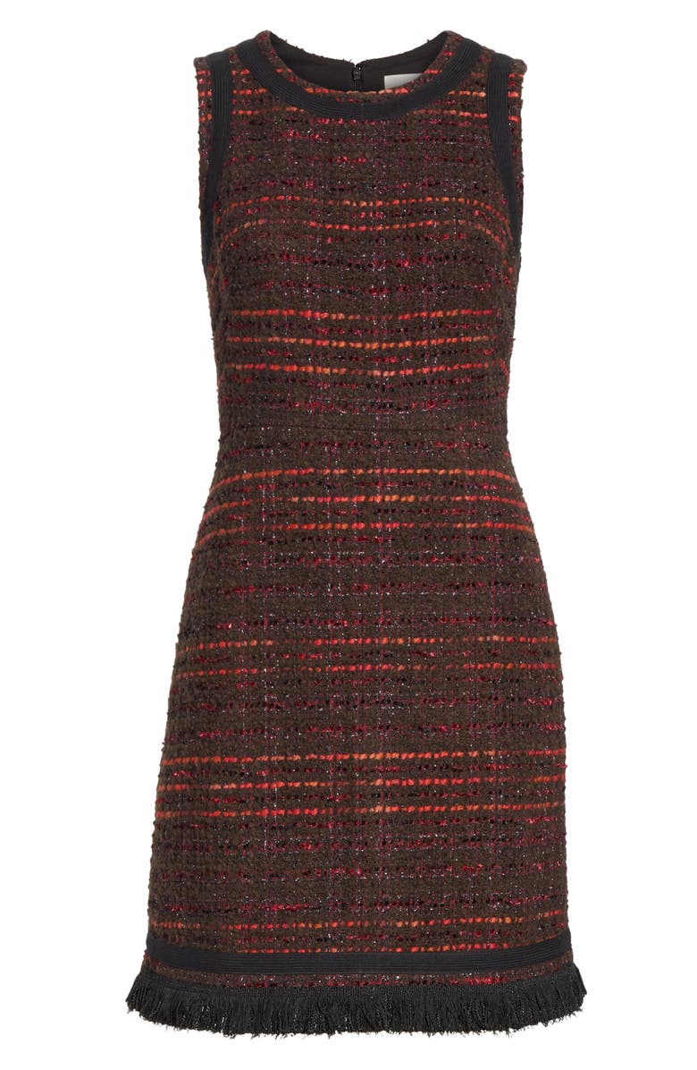 ZDNU KATE SPADE kate spade new york multi tweed fringe dress, Alternate, color, 