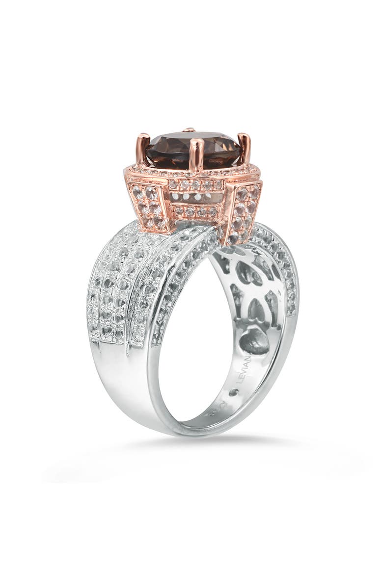 SUZY LEVIAN Two-Tone Smoky Quartz & White Topaz Halo Ring, Alternate, color, 