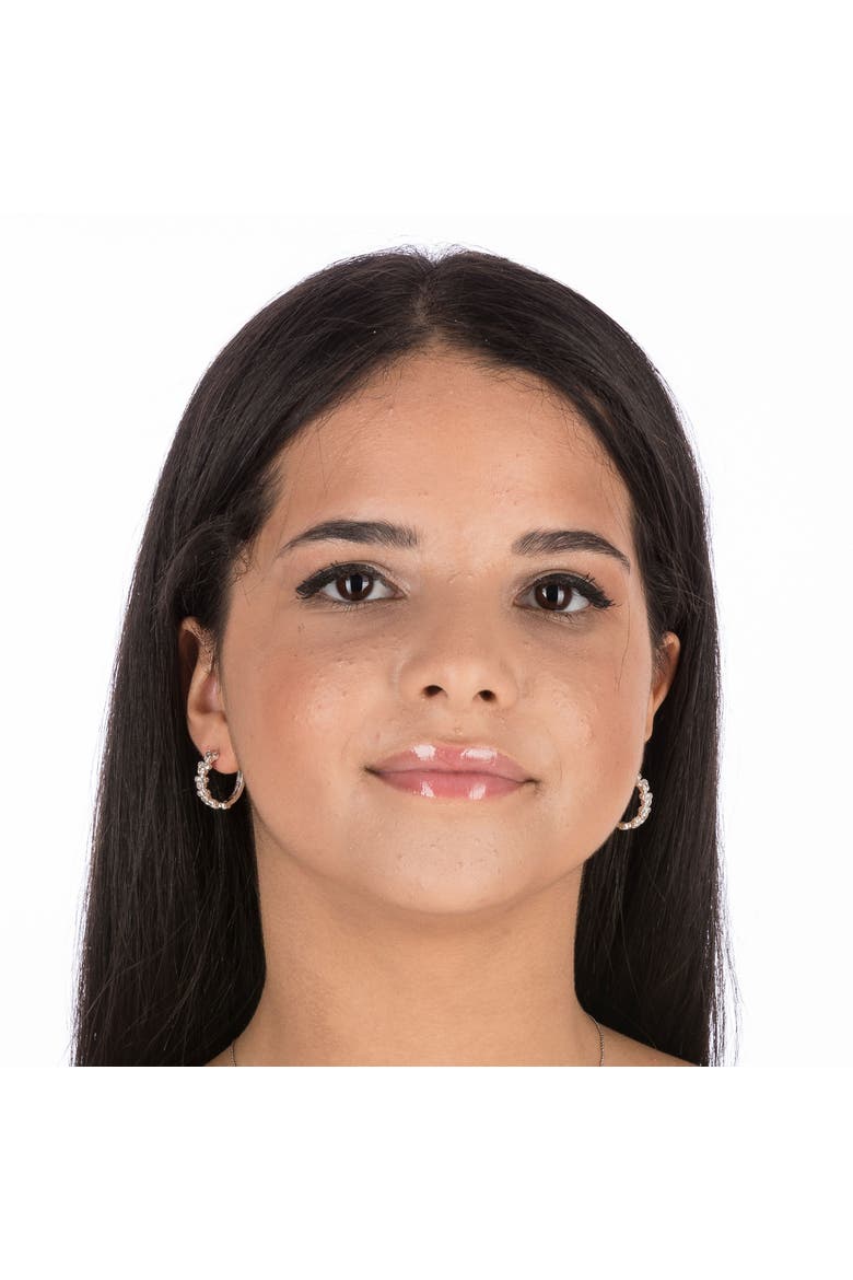 Silver Plated Cubic Zirconia Endless Hoop Earrings, Alternate, color, Silver
