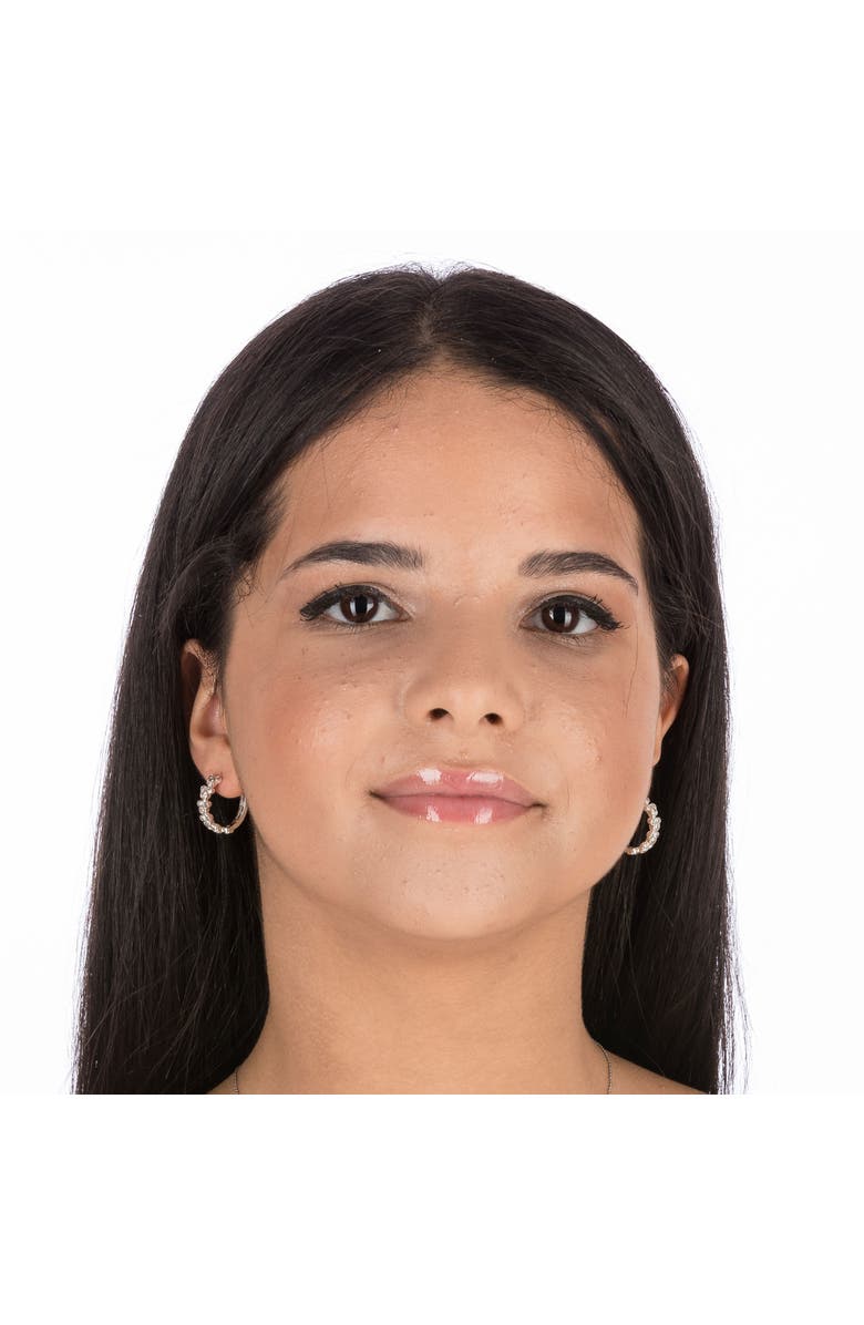 Disney Silver Plated Cubic Zirconia Endless Hoop Earrings, Alternate, color, Silver