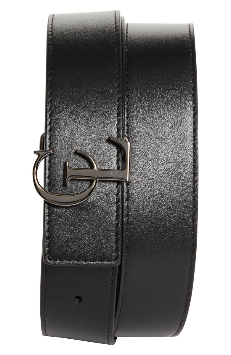 Christian Louboutin CL Reversible Leather Belt, Main, color, Black/ Cafe/ Gun Metal