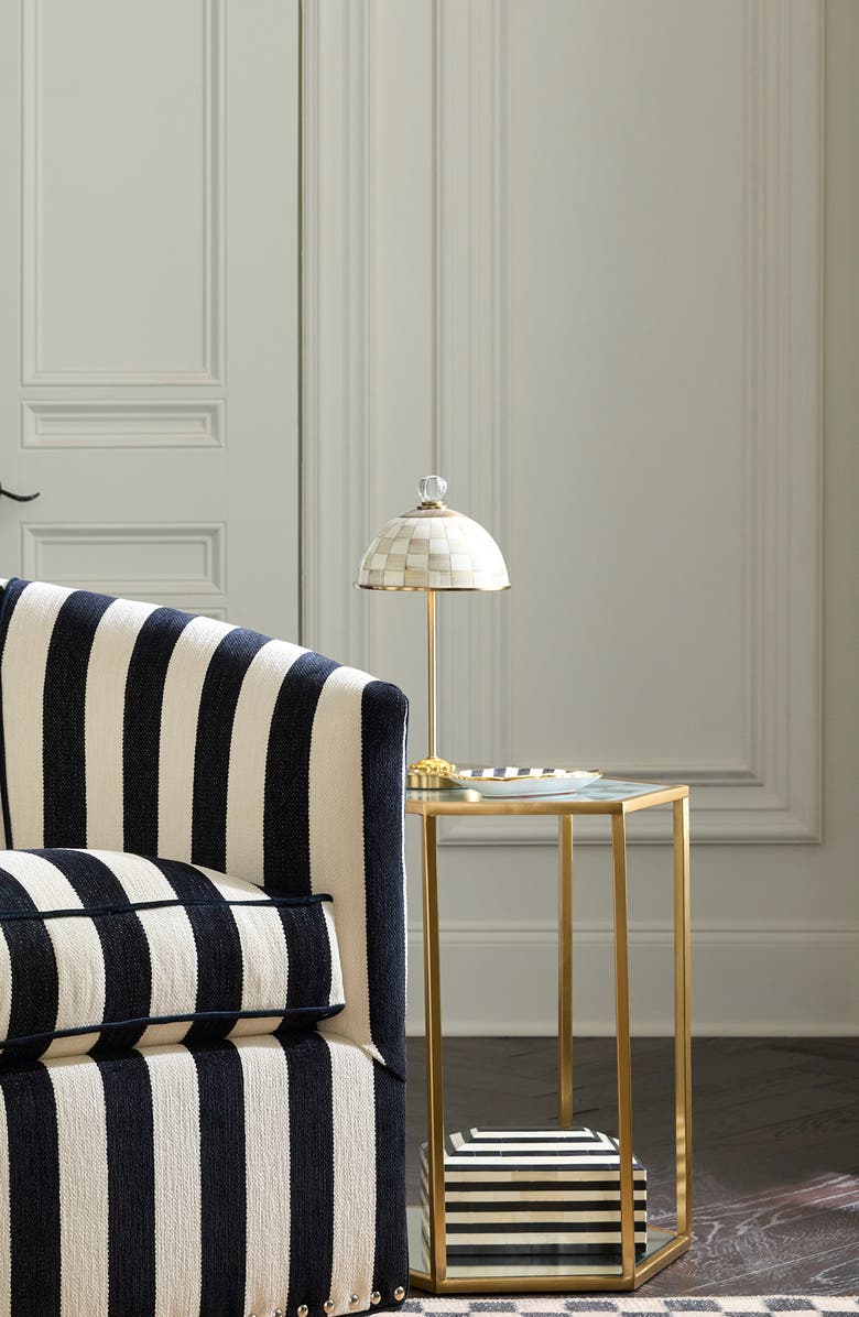 MACKENZIE CHILDS Mocha Check LED Rechargeable Dome Table Lamp, Alternate, color, Mocha