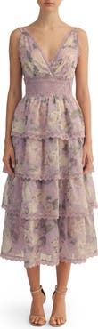 Arose Studio Sylvie Layered Ruffle Sleeveless Maxi Dress