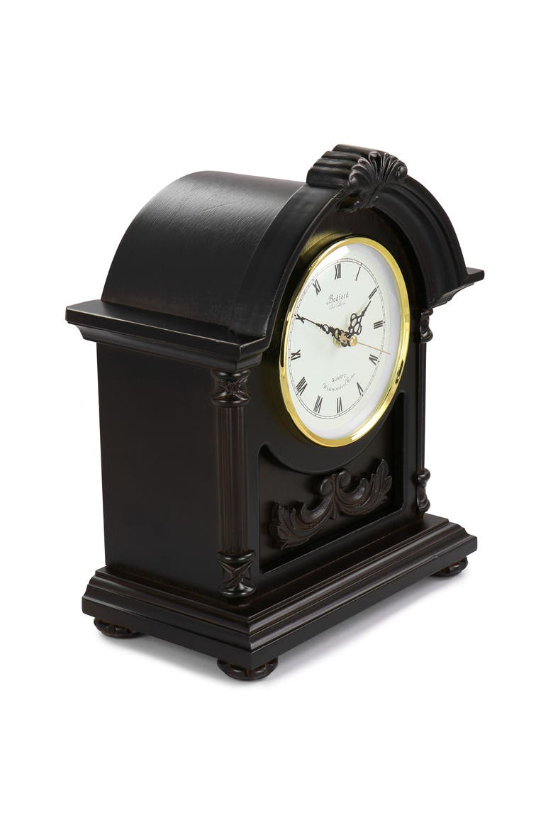 Chocolate Wood Mantel Clock with Chimes, Alternate, color, Chocolate