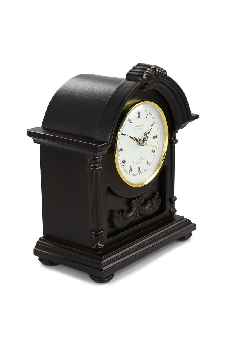 Bedford Clock Collection Chocolate Wood Mantel Clock with Chimes, Alternate, color, Chocolate