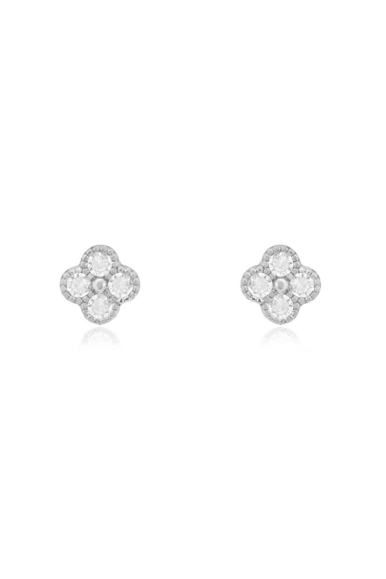 Mini Diamond Clover Stud Earrings, Alternate, color, White Gold