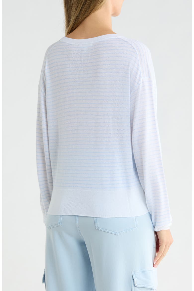 Erica Stripe Semisheer Sweater, Alternate, color, PURPLE/ WHITE