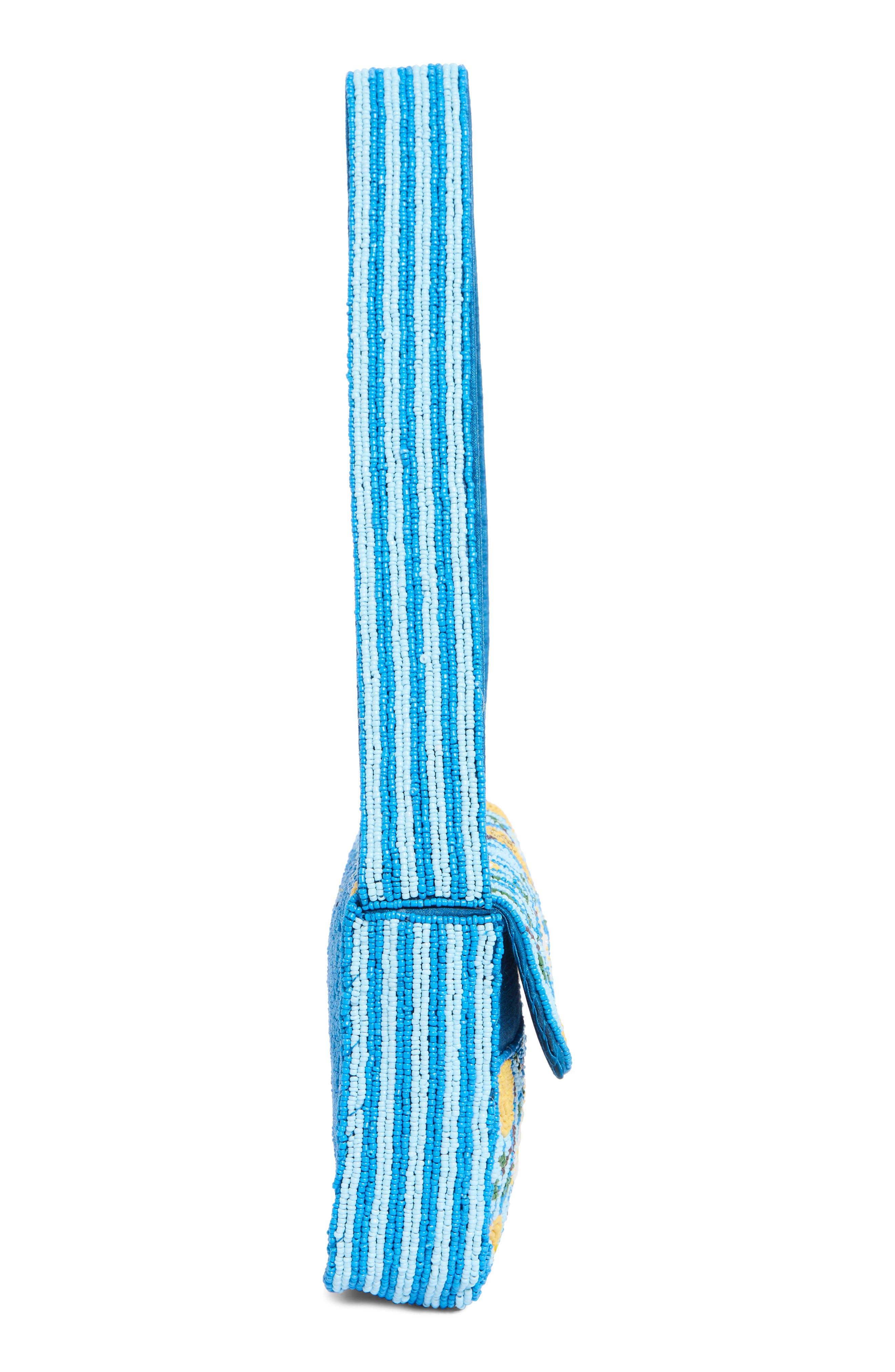 Collection XIIX Beaded Striped Lemon Shoulder Bag, Alternate, color, Blue Multi Stripe
