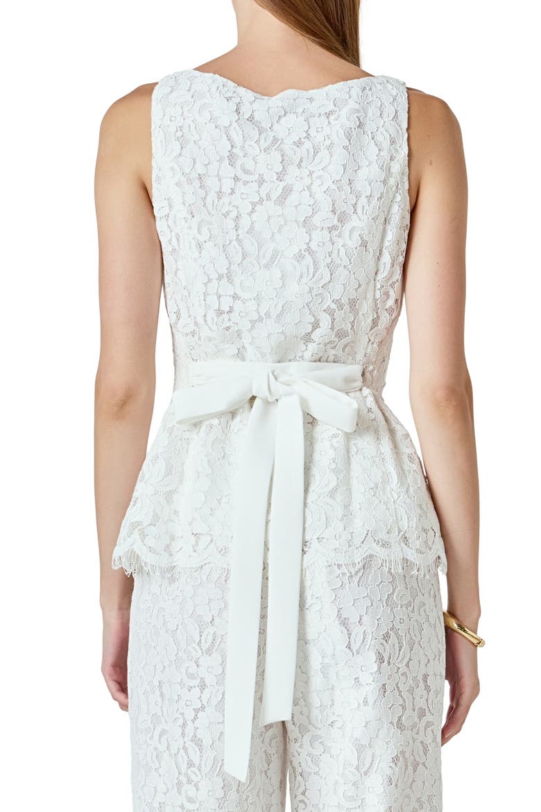 Lace Sleeveless Tie Back Top, Alternate, color, WHITE