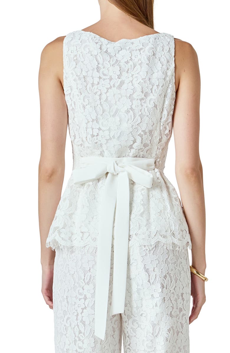 Endless Rose Lace Sleeveless Tie Back Top, Alternate, color, White
