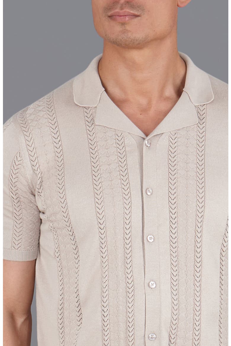 Cotton Open Knit Cuban Collar Shirt, Alternate, color, Linen