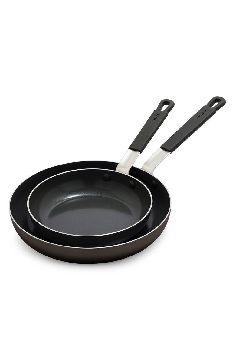 GreenPan x Bobby Flay Professional Ceramic Nonstick 8" & 10" Frypan Set, Main, color, Black