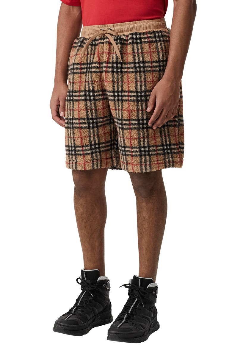 Burberry Keaton Check Fleece Shorts, Alternate, color,