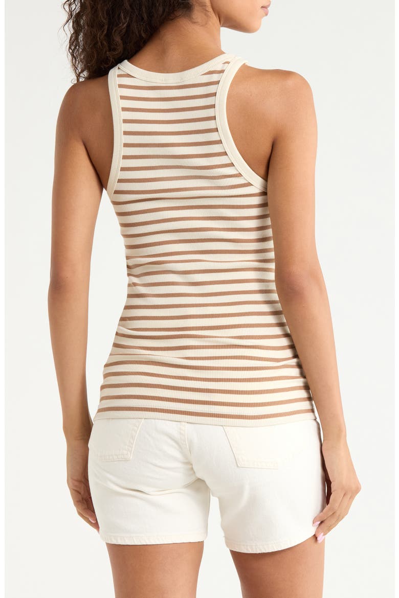 Surfside Stripe Stretch Organic Cotton Rib Tank, Alternate, color, WOODSMOKE STRIPE