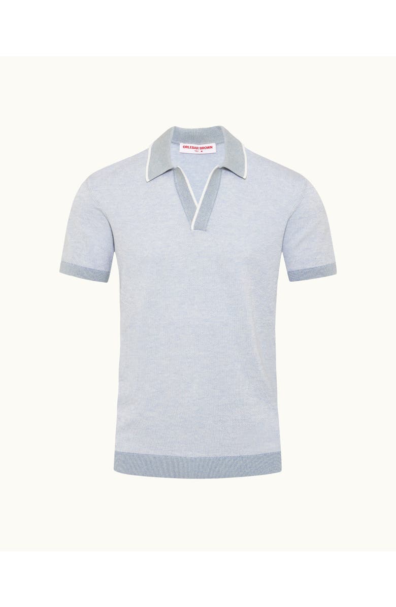 Orlebar Brown Horton Tailored Cotton Merino Polo With Contrast Tipping, Alternate, color, Surfside Blue/White Sand