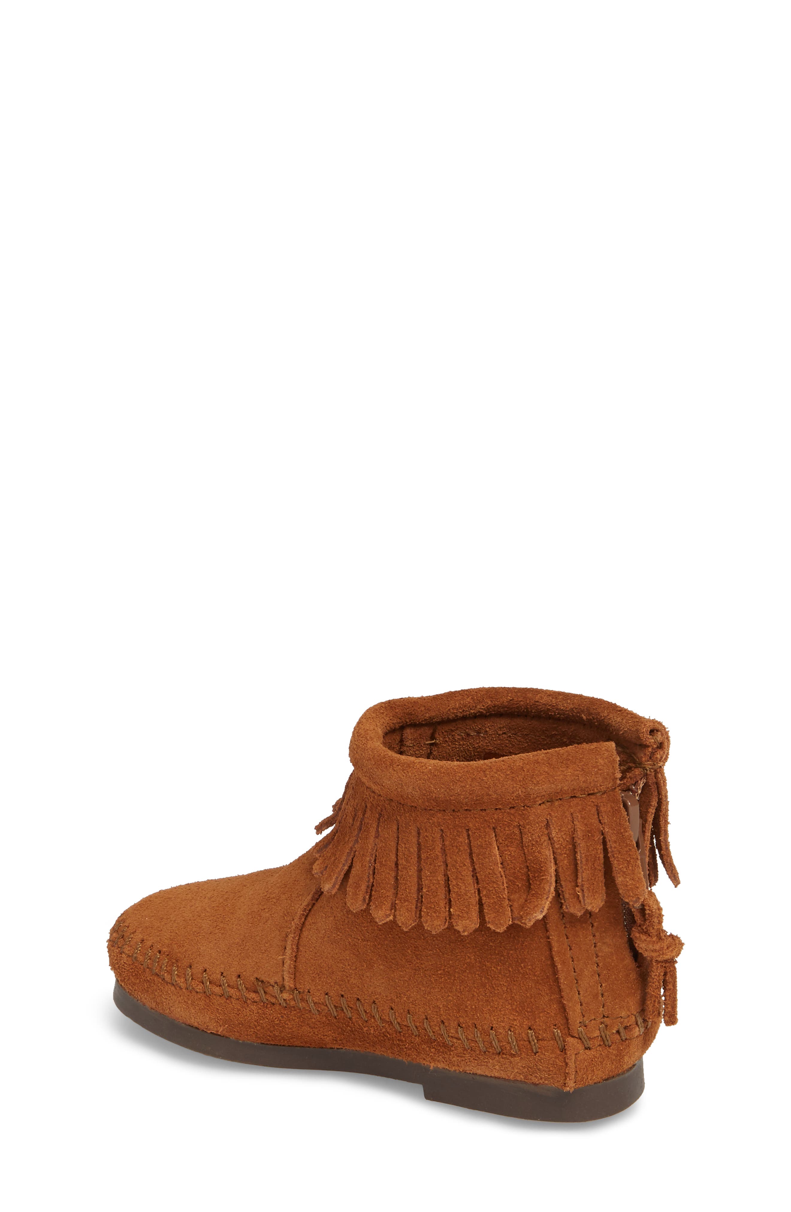 Minnetonka Back Zip Boot, Alternate, color, Brown