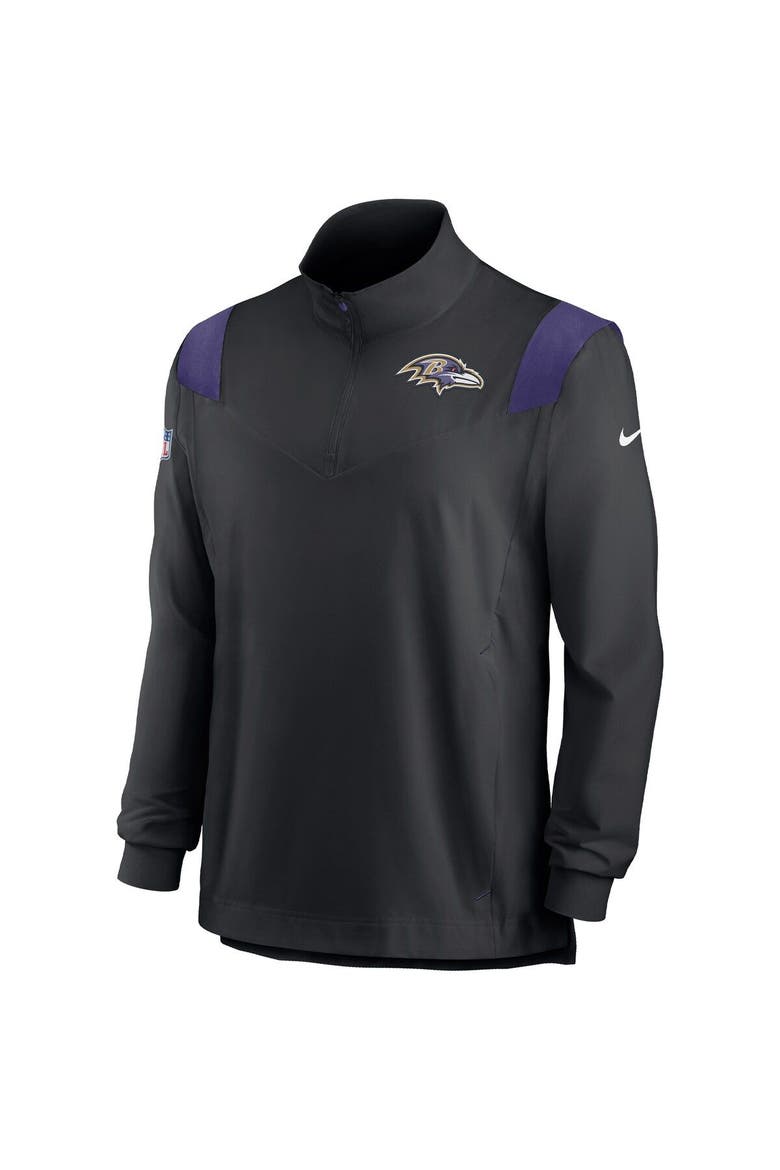Men's Nike Black Baltimore Ravens Sideline Coach Chevron Lockup Quarter-Zip Long Sleeve Top, Alternate, color, Black