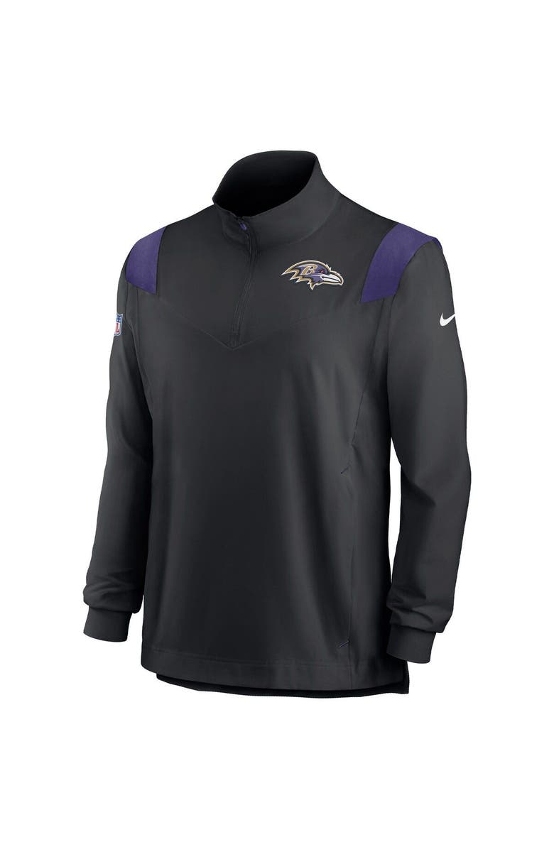 Nike Men's Nike Black Baltimore Ravens Sideline Coach Chevron Lockup Quarter-Zip Long Sleeve Top, Alternate, color,