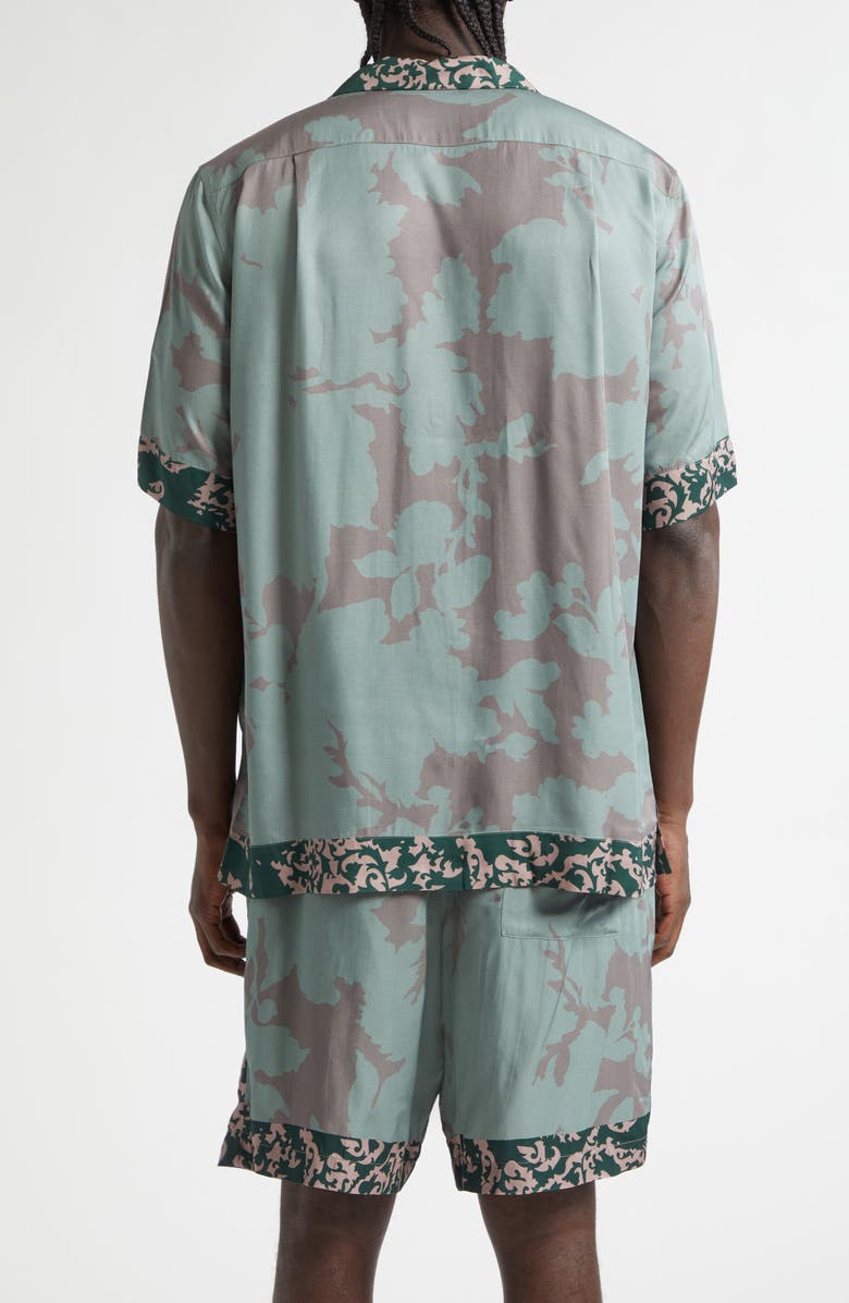 Dries Van Noten Carltone Short Sleeve Button-Up Shirt, Alternate, color, Petrol