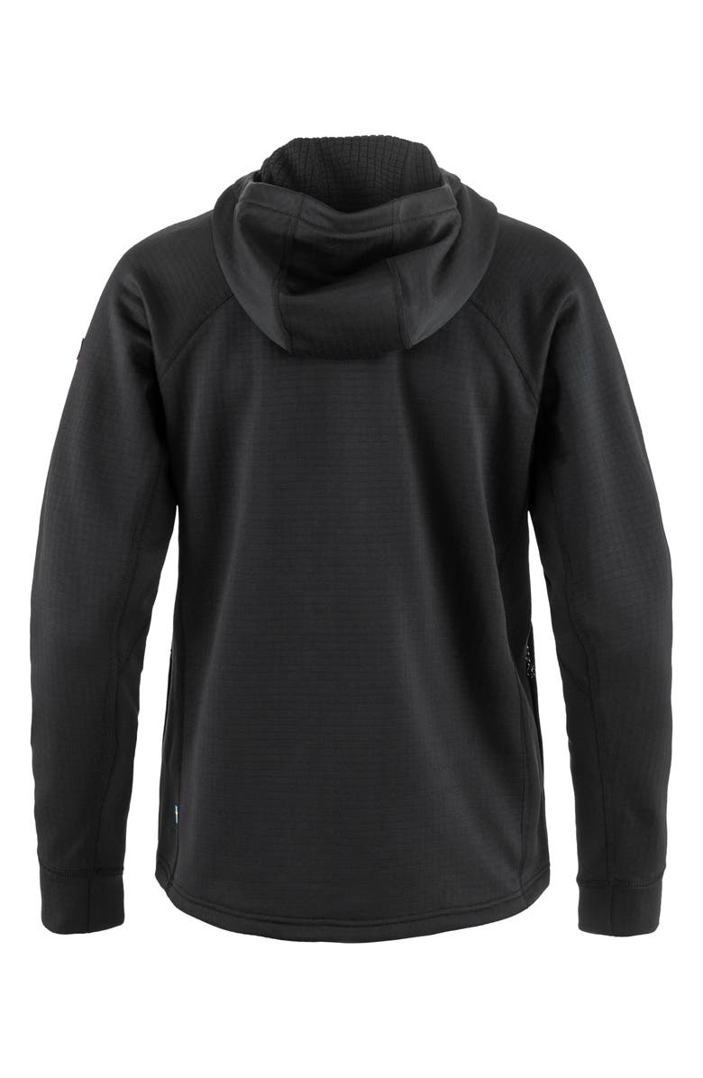 Fjällräven Abisko Grid Fleece Hooded Jacket, Alternate, color, Black
