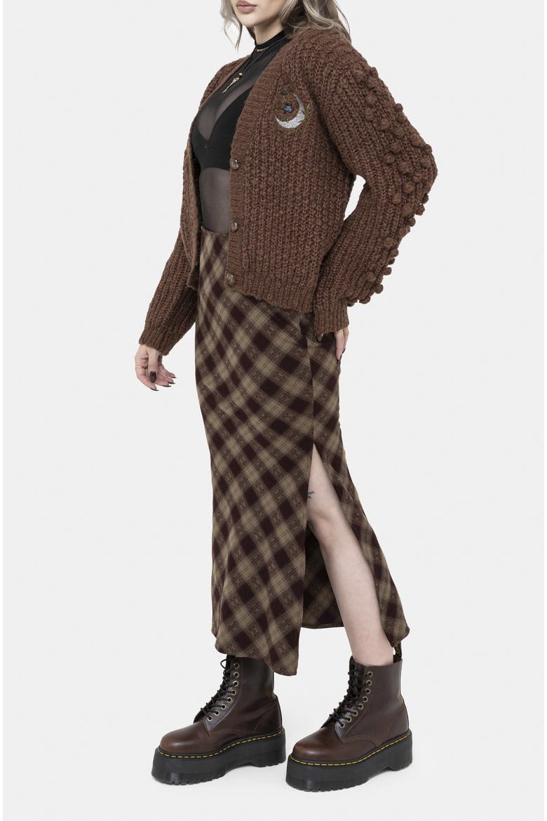 Isla Chunky Embroidered Knit Cardigan, Alternate, color, Brown