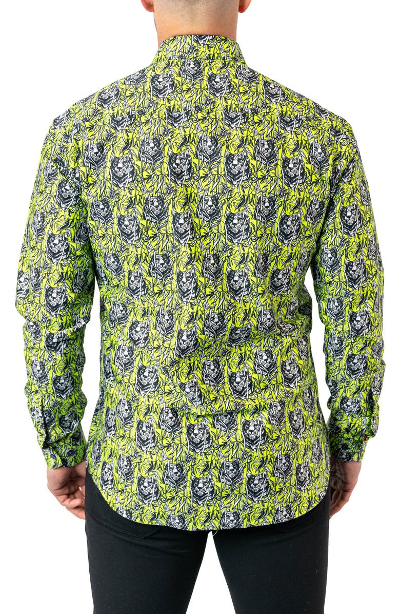 Maceoo Fibonacci Jungle Cotton Button-Up Shirt, Alternate, color, Green
