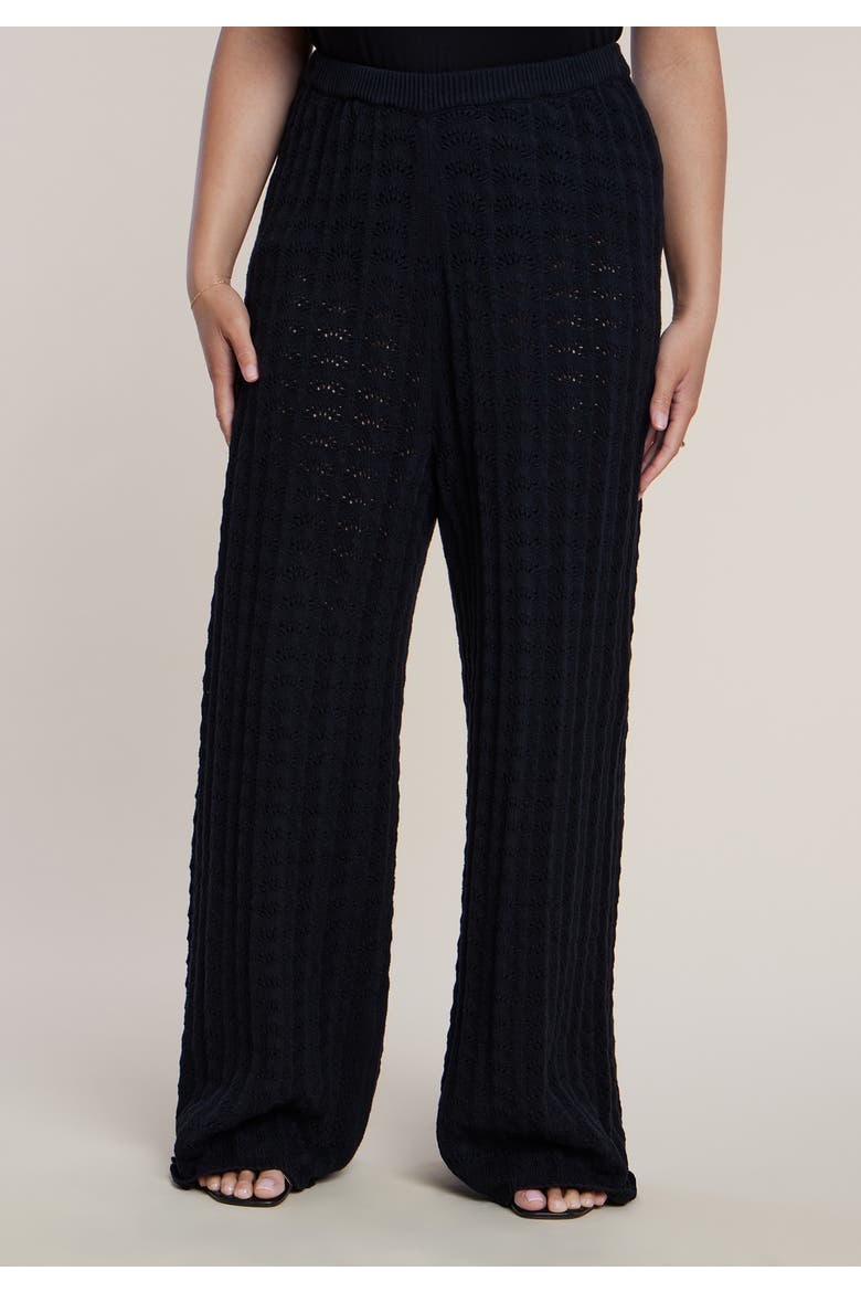 Pointelle Stitch Sweater Pant, Alternate, color, BLACK ONYX