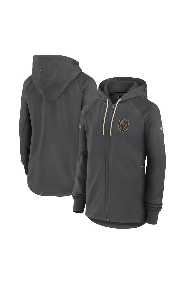 FANATICS Women's Fanatics Gray Vegas Golden Knights Authentic Pro Rink Fleece Full-Zip Jacket, Main, color, Gray